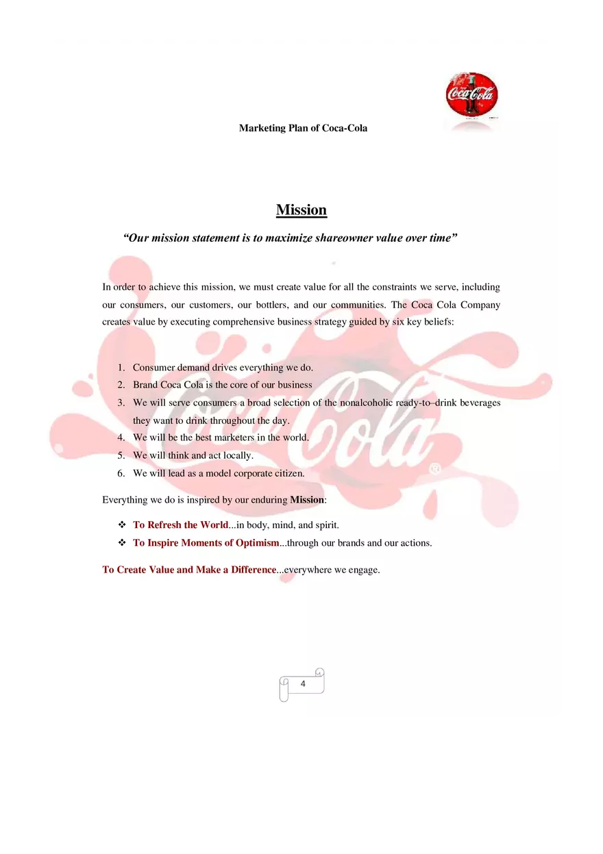 Marketing Plan of Coca-Cola Part 1 - Page 6