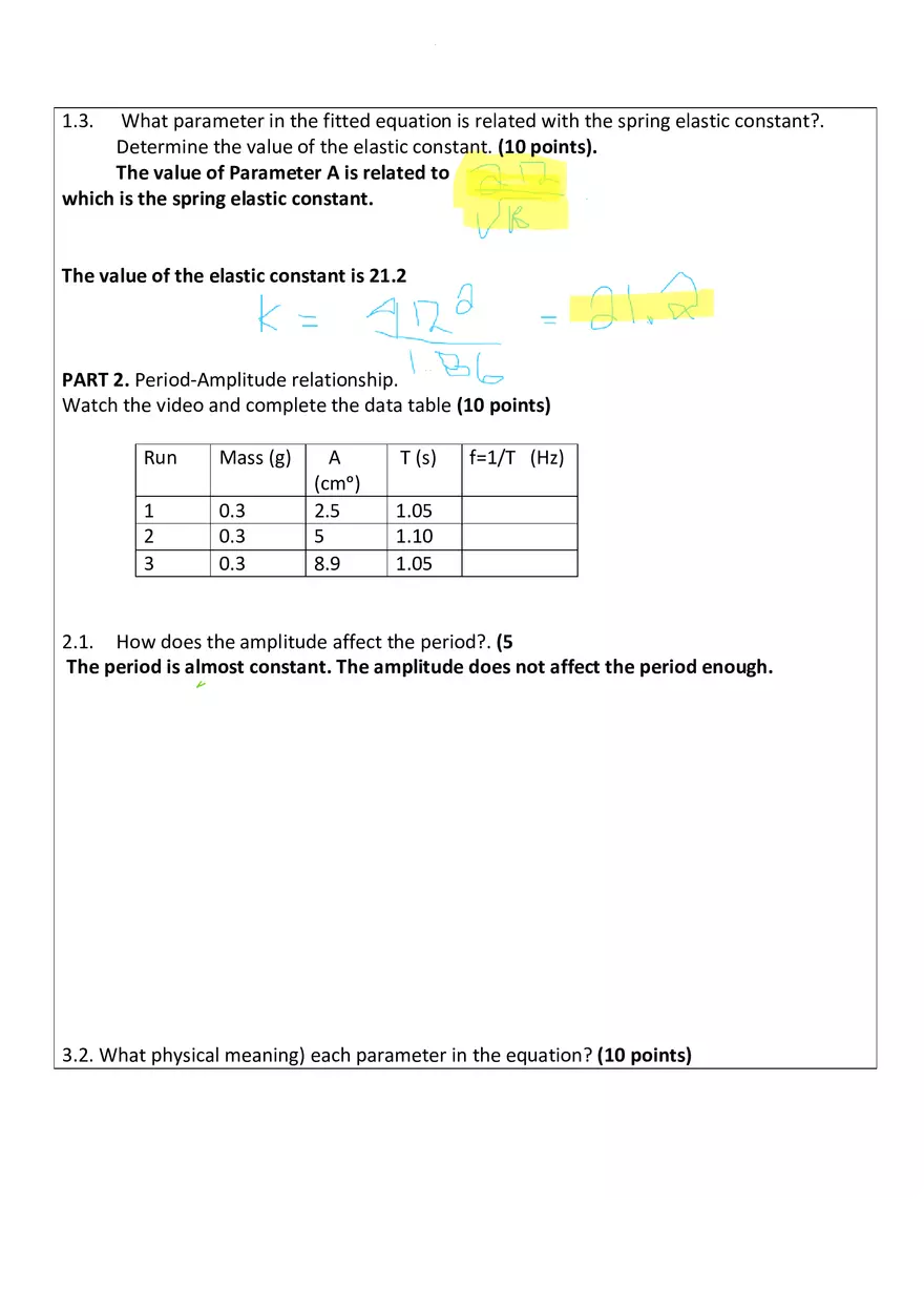 Simple Harmonic Motion Lab 10 - Page 4