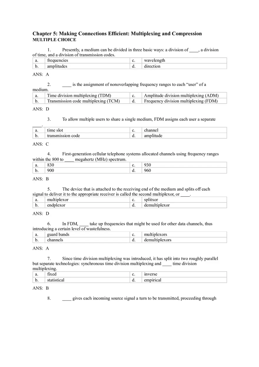 Introduction to Computer Networks Answer Key Part 2 - Page 9