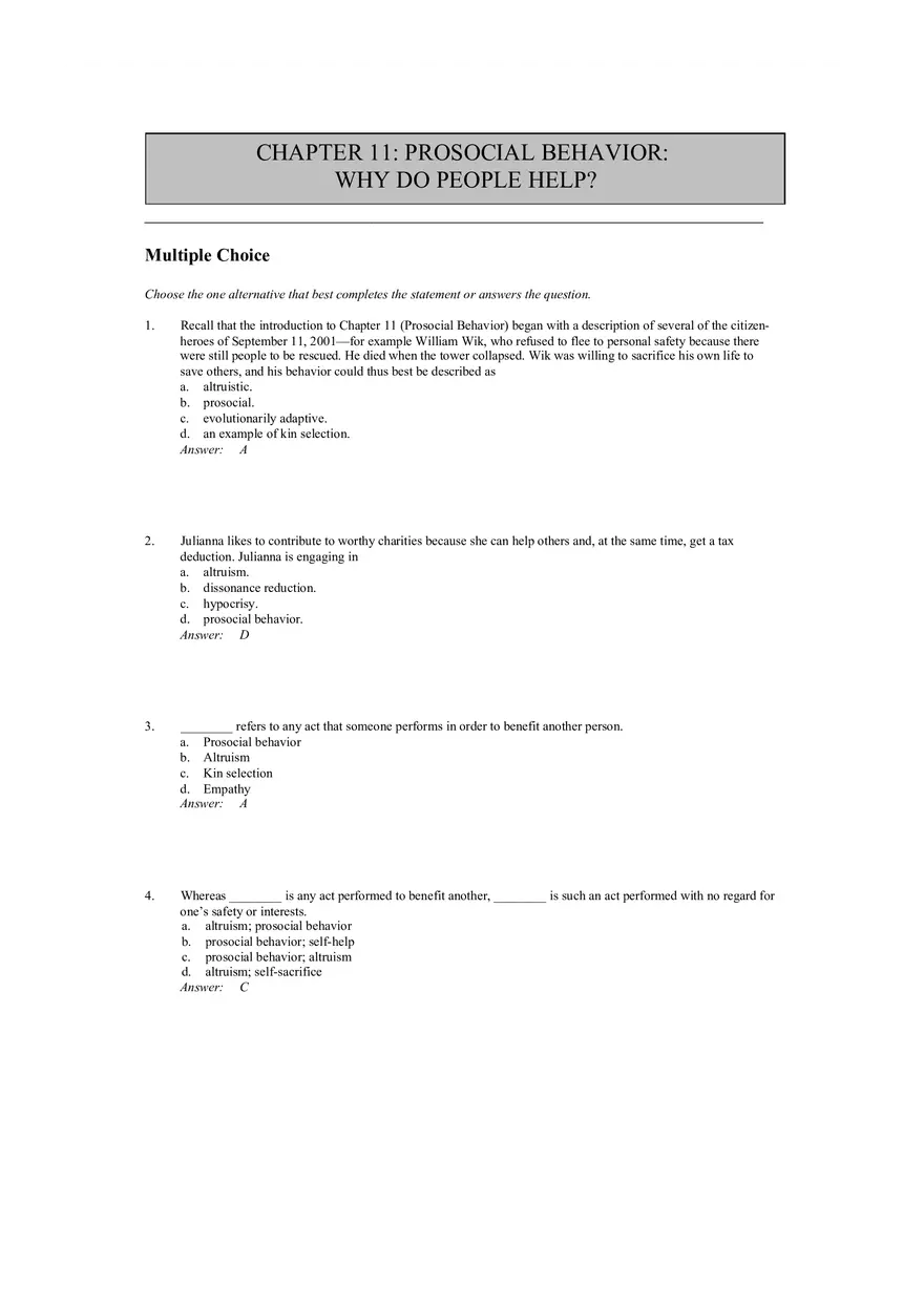 Prosocial Behavior - Why do People Help Answers 1 - Page 1