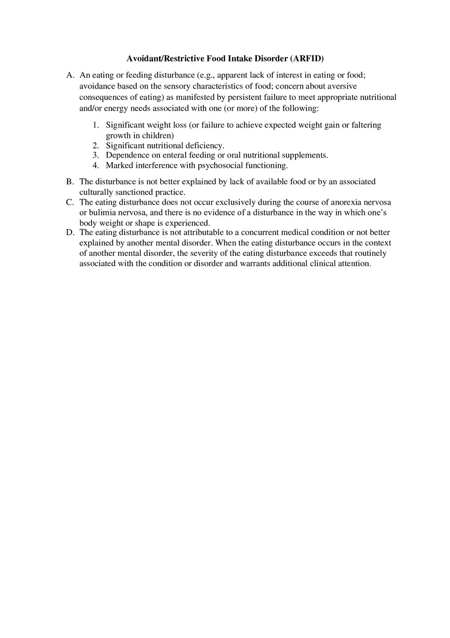 Avoidant Restrictive Food Intake Disorder - Page 1