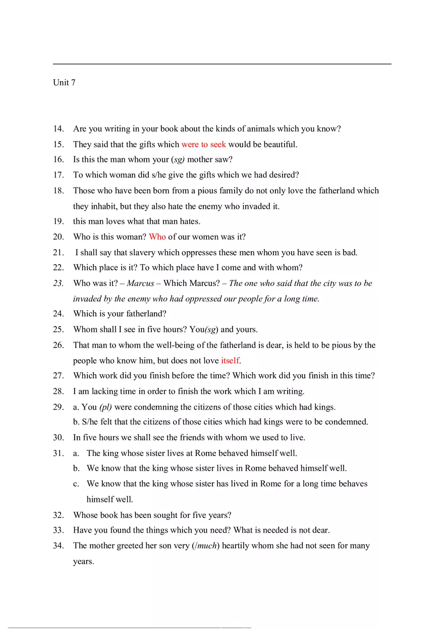 Answer Key for Latin. An Intensive Course Part 4 - Page 1