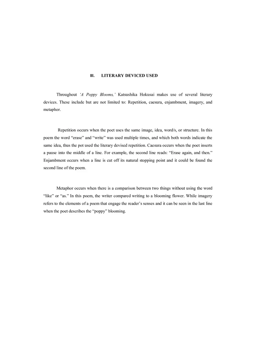 Poem Analysis - A Poppy Blooms - Page 3