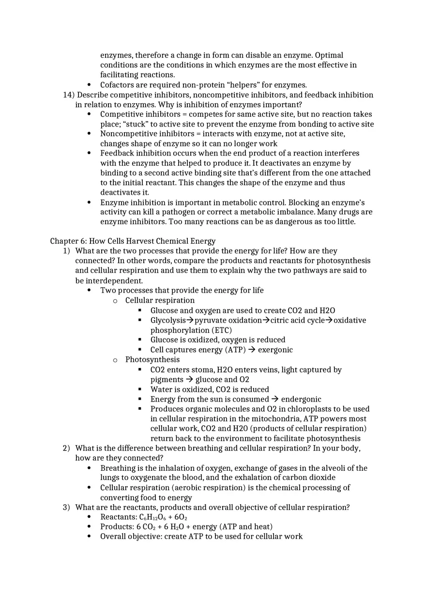 General Biology Exam 2 Study Guide Questions Ch 5 6 7 - Page 3