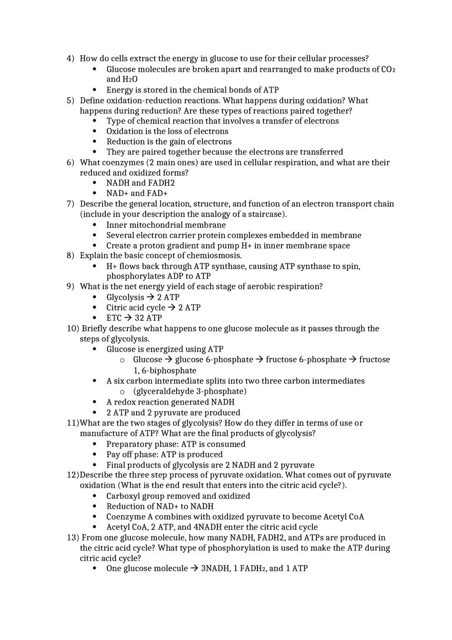 General Biology Exam 2 Study Guide Questions Ch 5 6 7 - Page 4