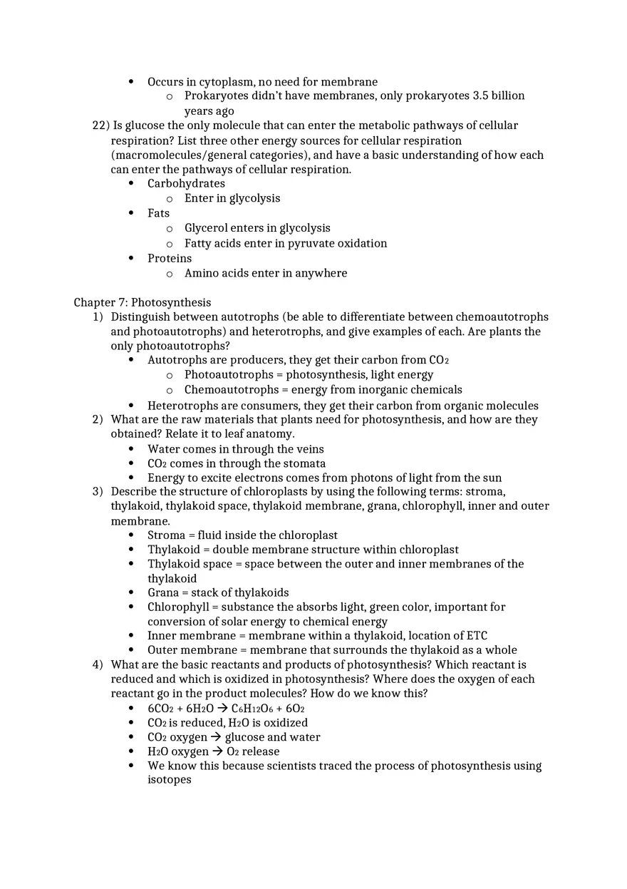General Biology Exam 2 Study Guide Questions Ch 5 6 7 - Page 6