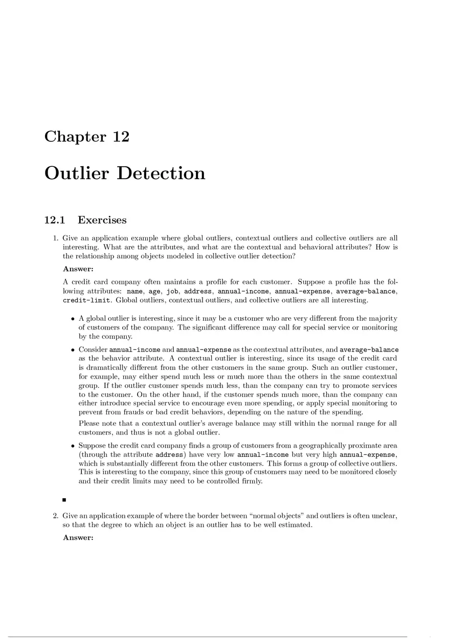 Solution Manual for Data Mining Chapter 12 - Page 1