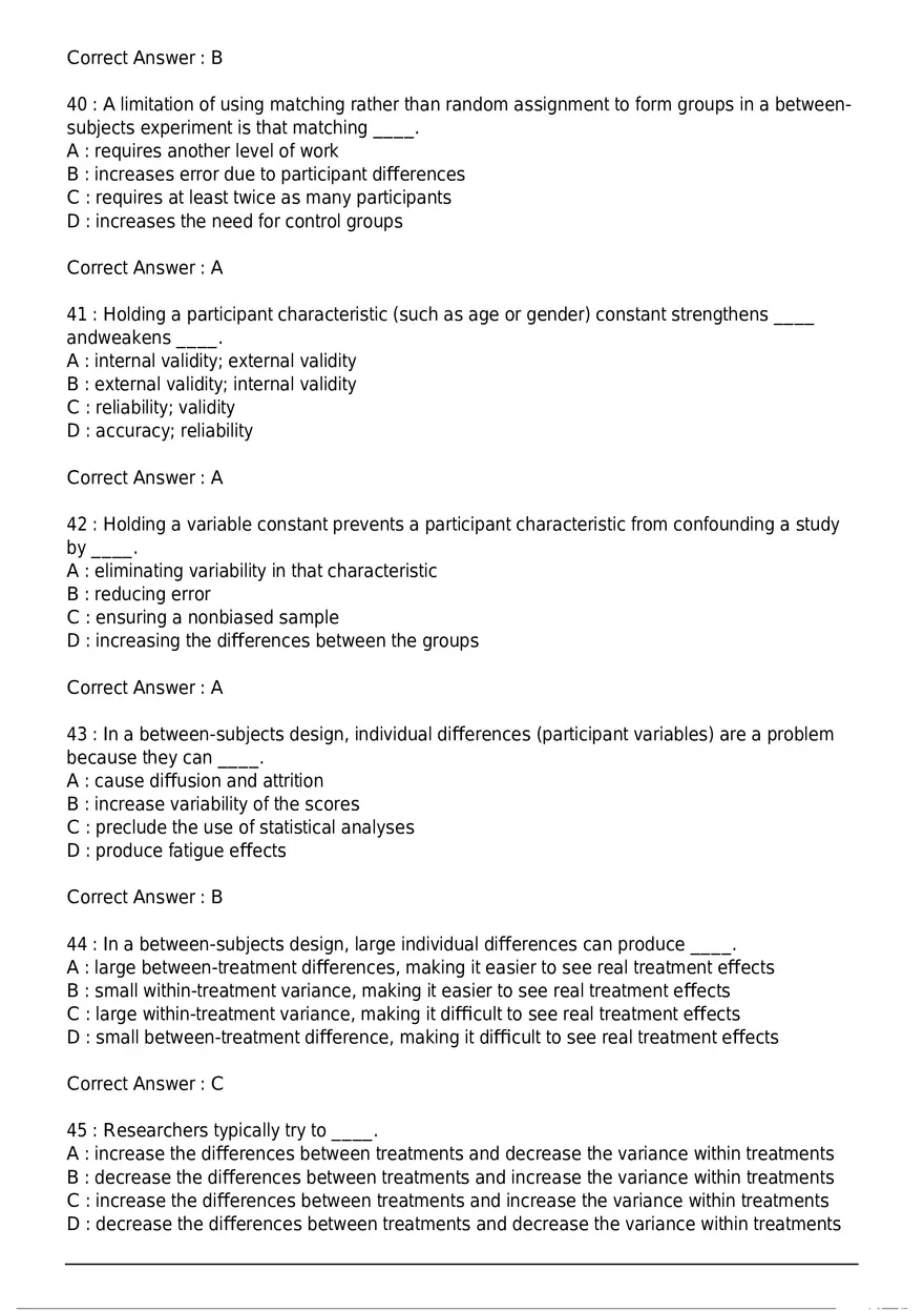 Between-Subjects Experimental Design Quiz - Page 8