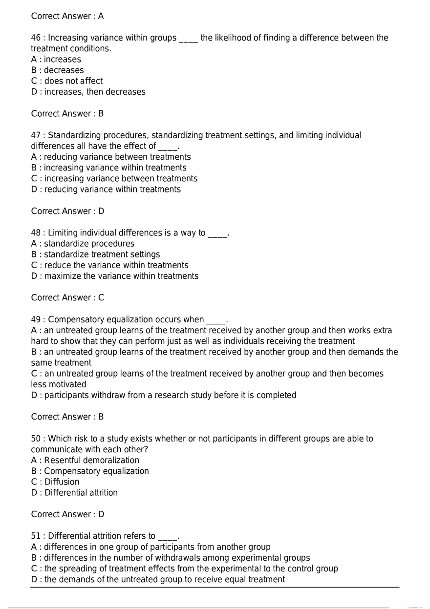 Between-Subjects Experimental Design Quiz - Page 9