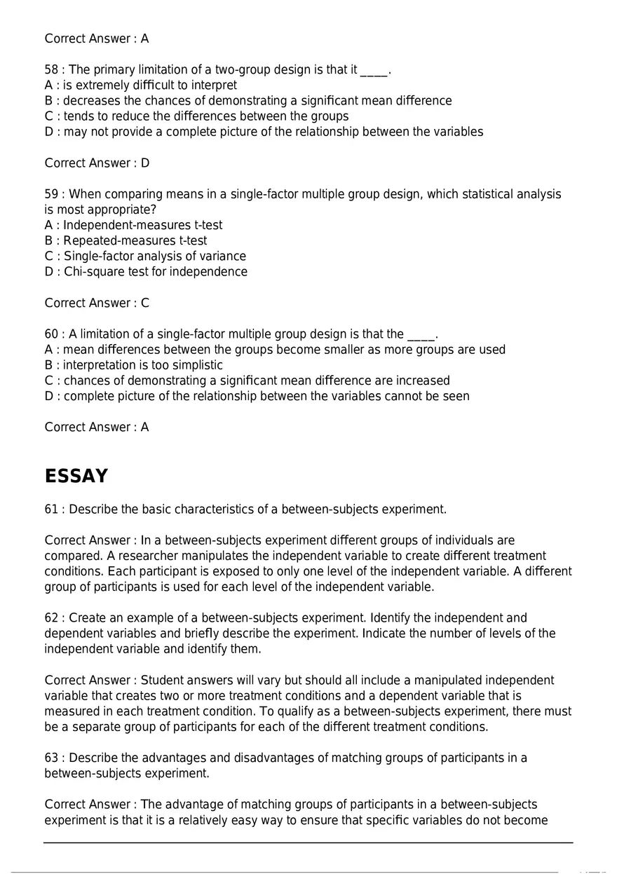Between-Subjects Experimental Design Quiz - Page 11