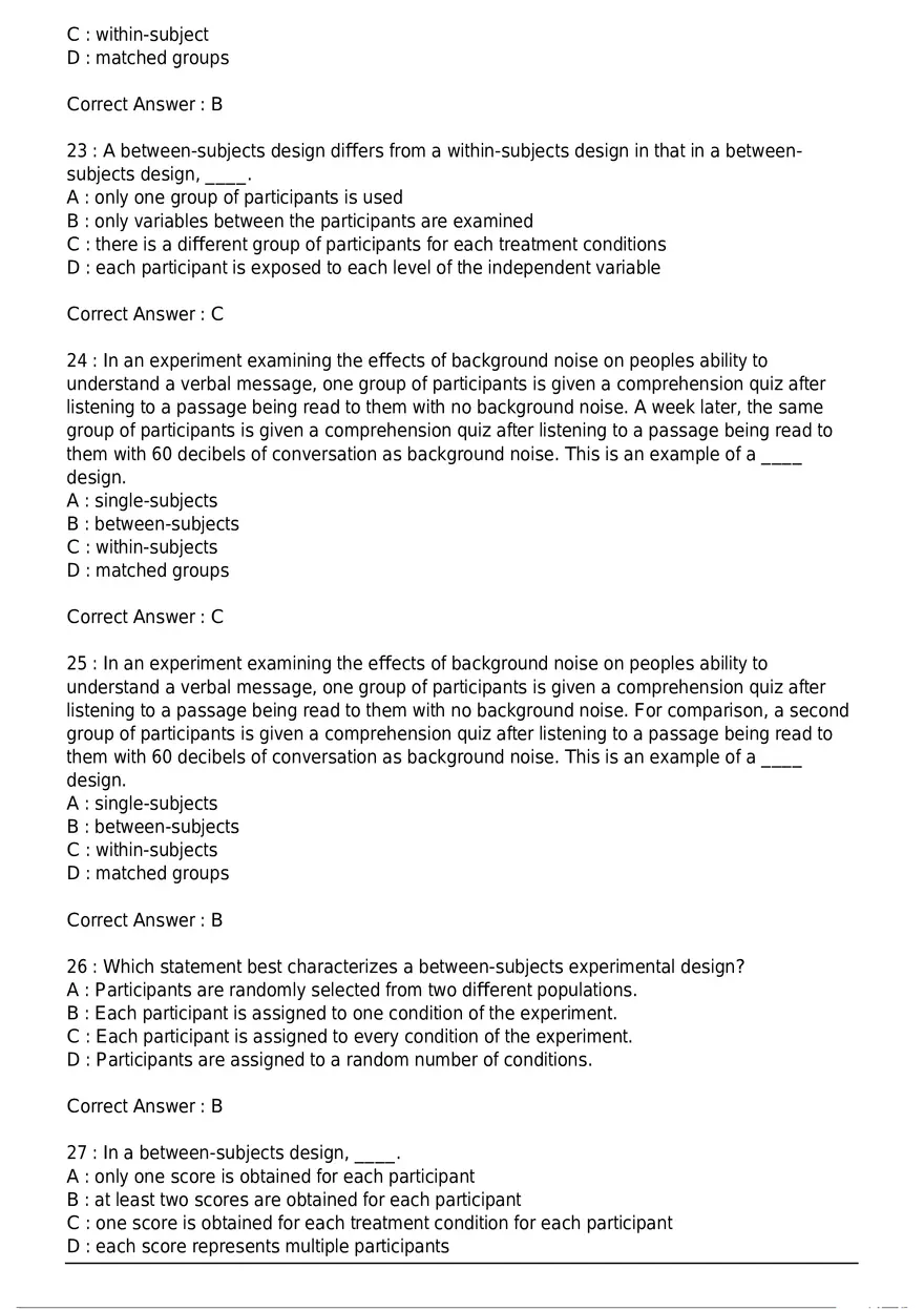 Between-Subjects Experimental Design Quiz - Page 5