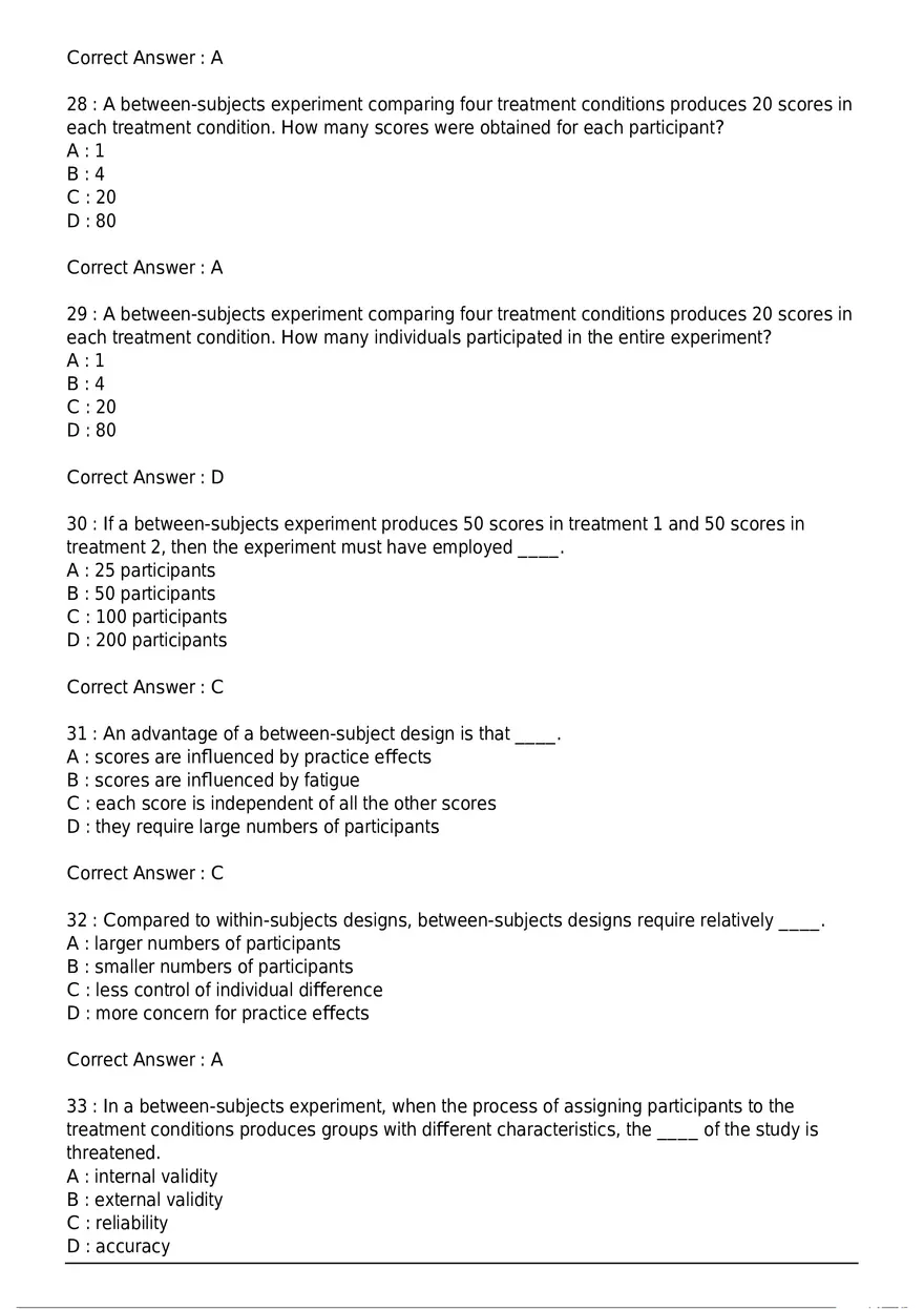 Between-Subjects Experimental Design Quiz - Page 6
