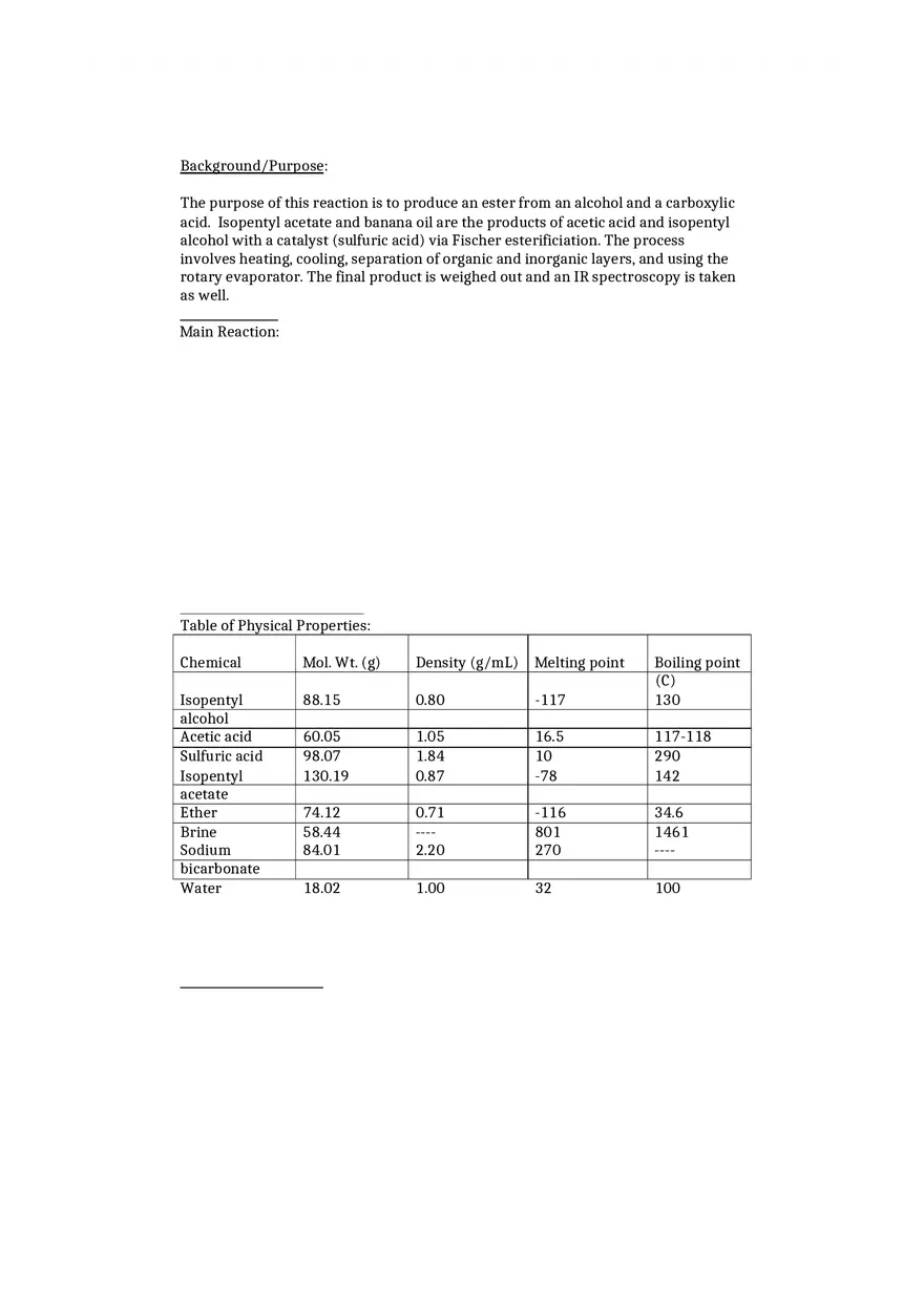Fischer Esterification Lab Report - Page 2