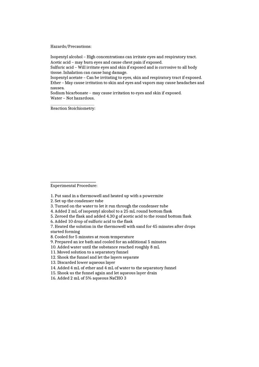 Fischer Esterification Lab Report - Page 3