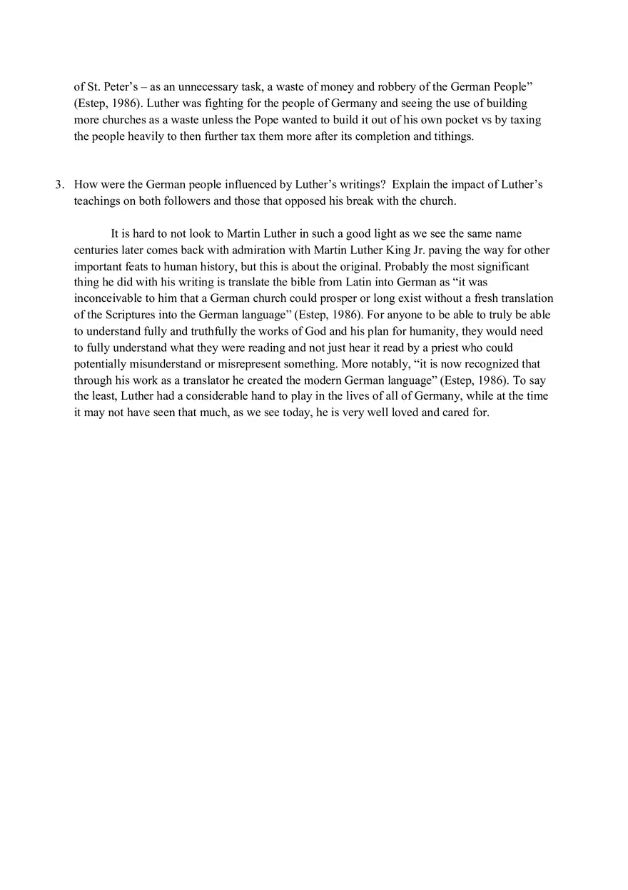 Martin Luther and the Protestant Reformation Worksheet - Page 2