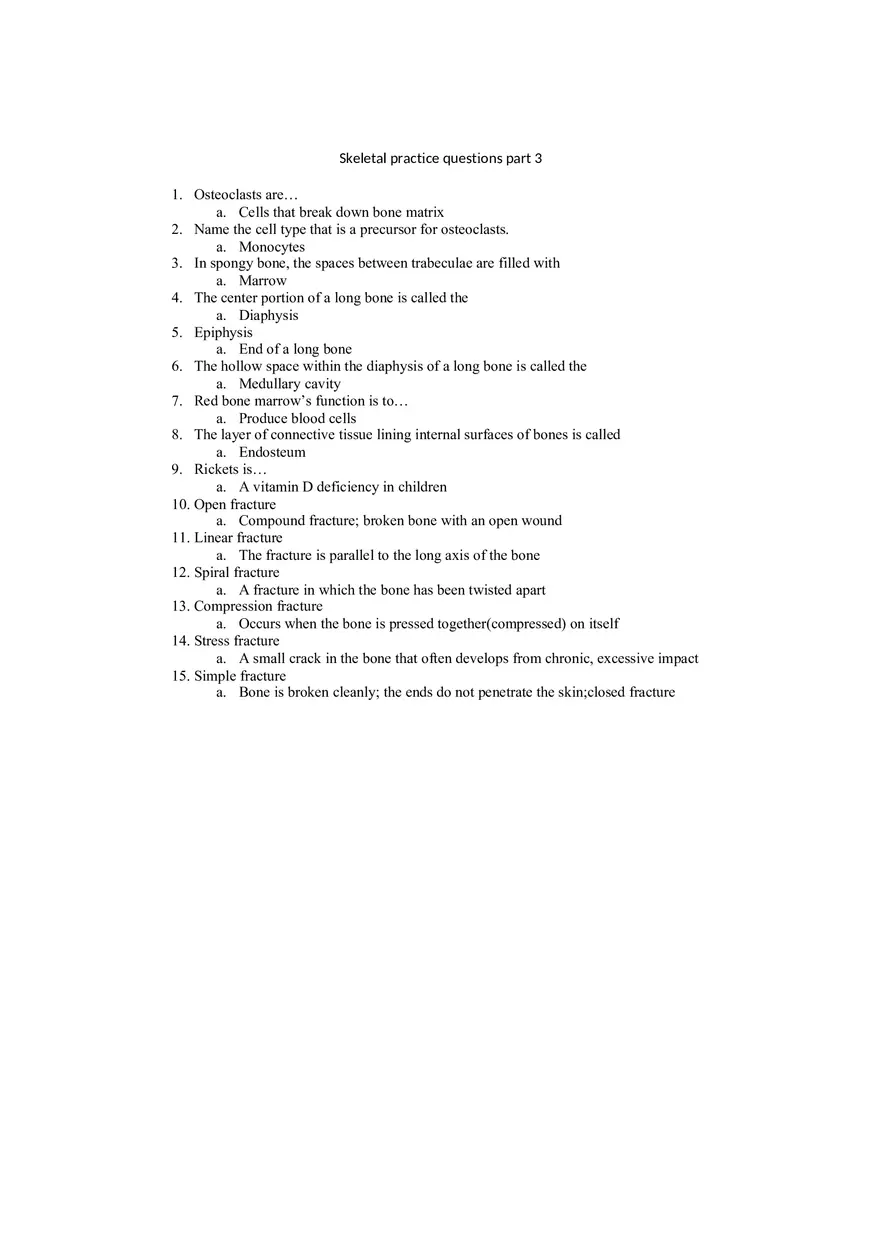 Skeletal Practice Questions Part 3 - Page 1