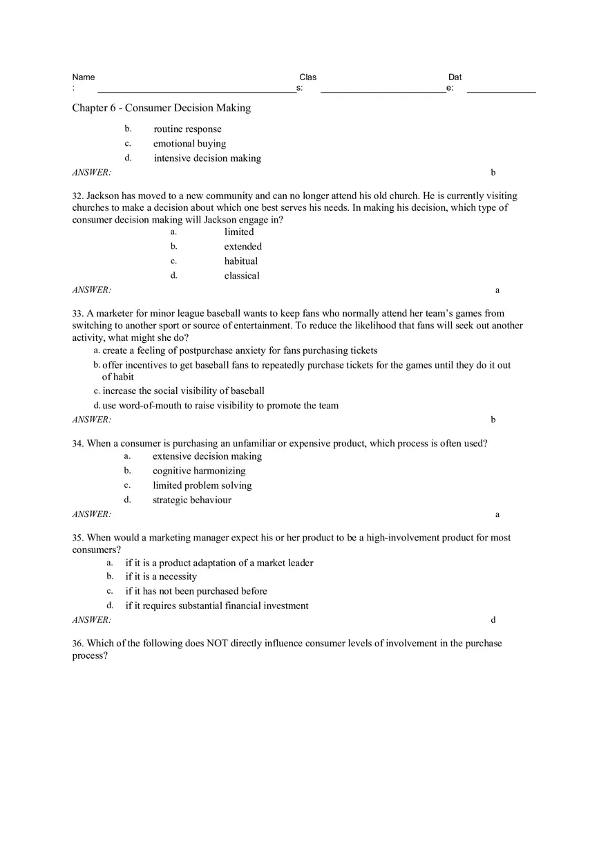 Consumer Decision Making Answers 1 - Page 7