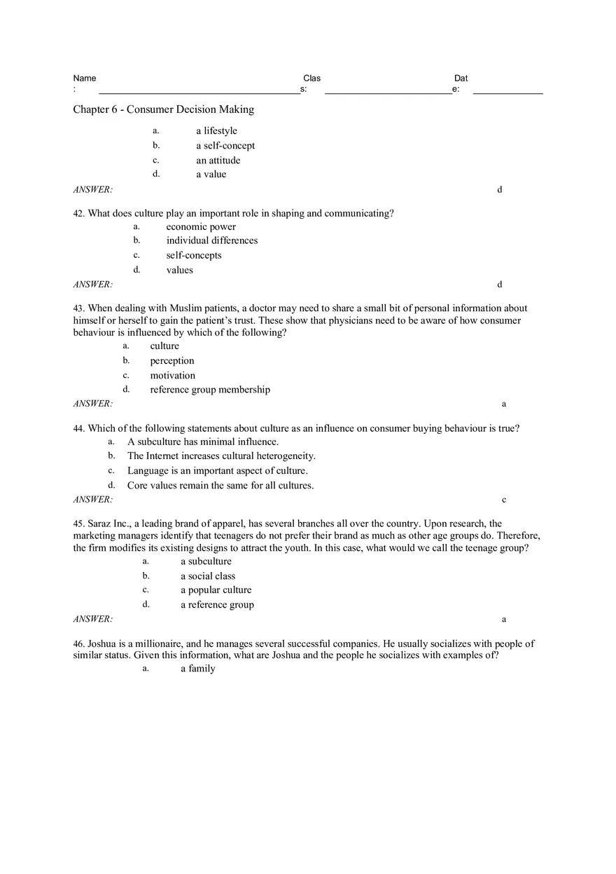 Consumer Decision Making Answers 1 - Page 9