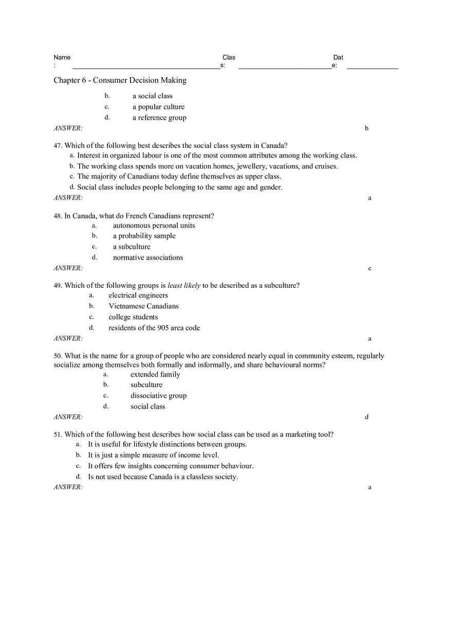 Consumer Decision Making Answers 1 - Page 10