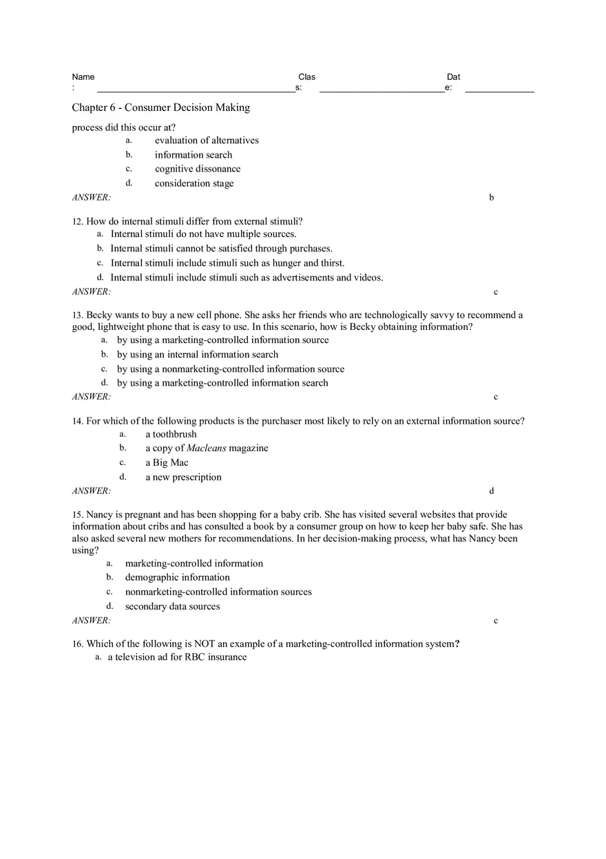Consumer Decision Making Answers 1 - Page 3