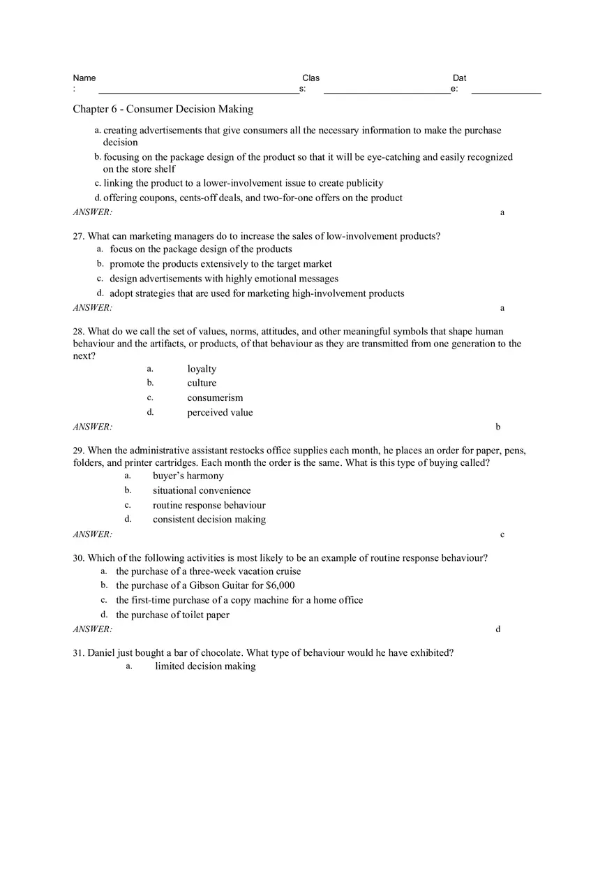 Consumer Decision Making Answers 1 - Page 6
