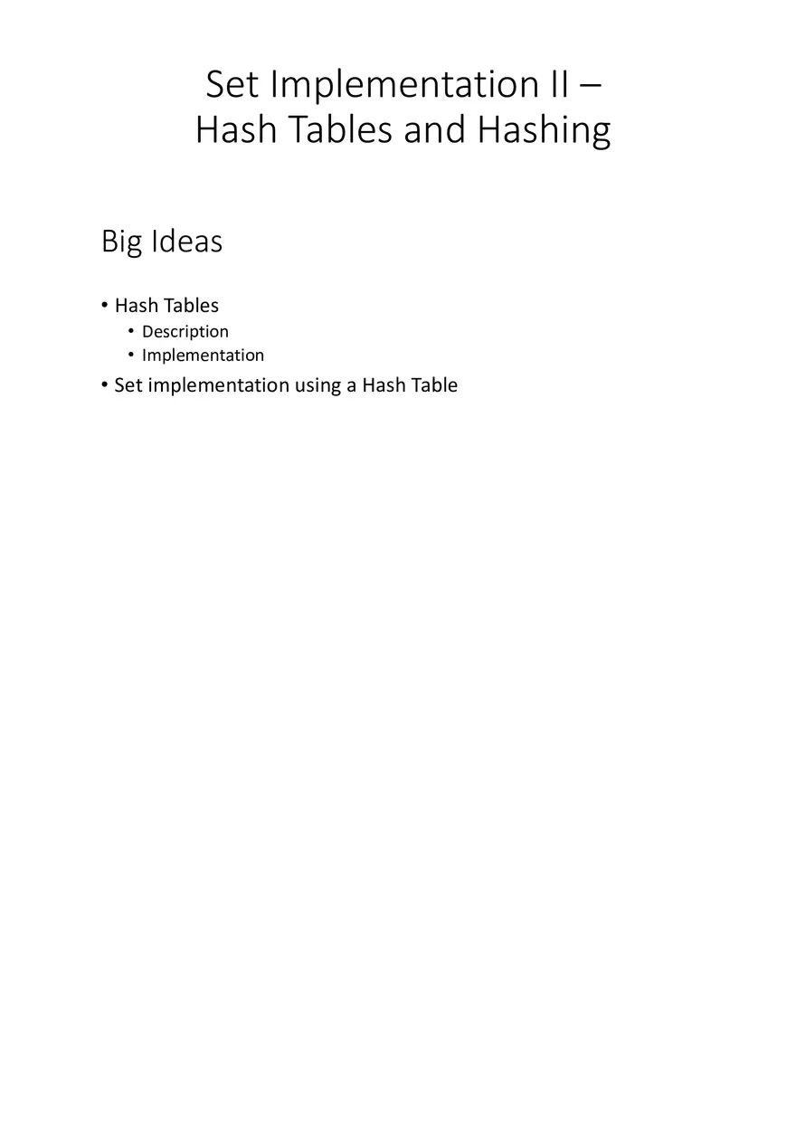 Hash Tables and Hashing Lecture 1 - Page 2