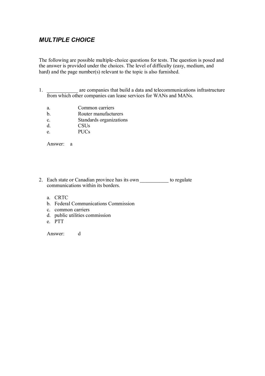 Wide Area Networks Answers Part 1 - Page 7