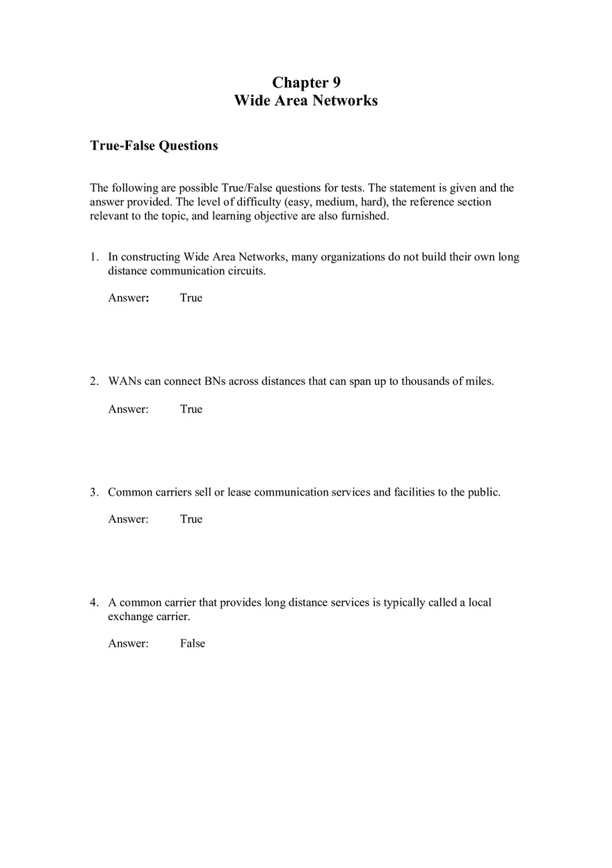 Wide Area Networks Answers Part 1 - Page 1