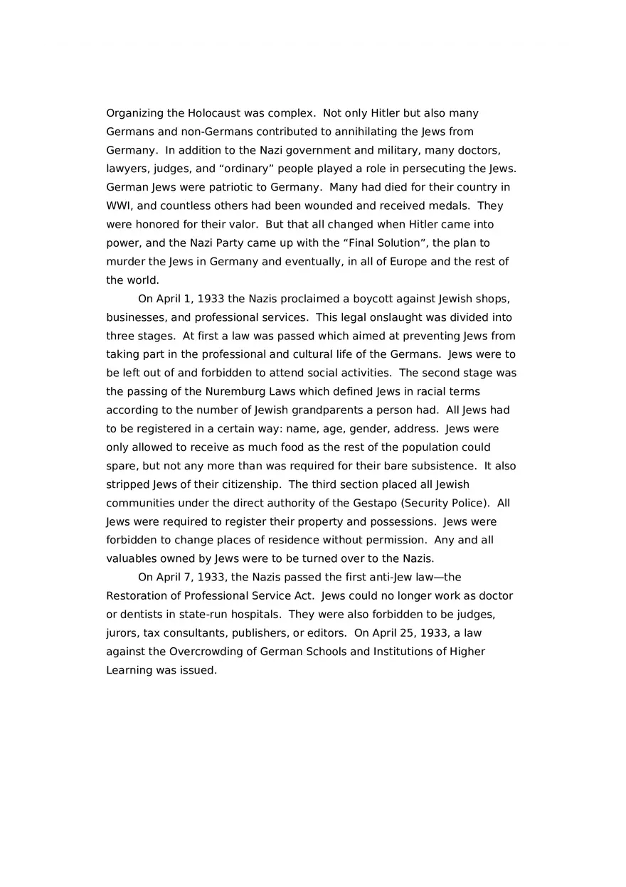 The Holocaust Research Paper - Page 1