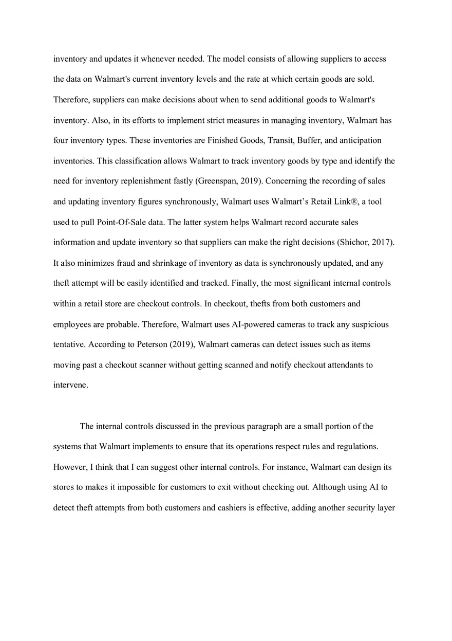 Written Assignment Unit 4 Walmart's Internal Controls - Page 2