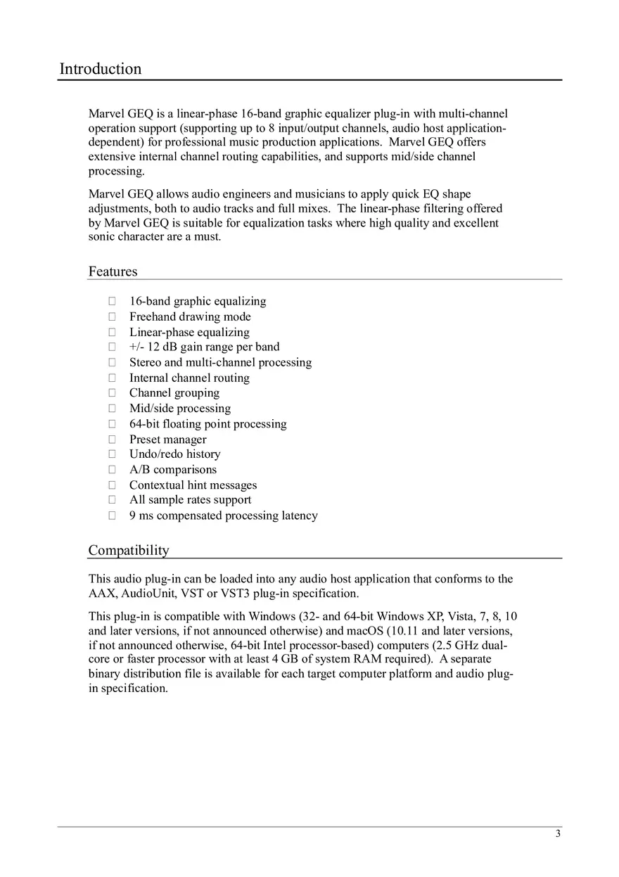 Voxengo Marvel GEQ User Guide - Page 3