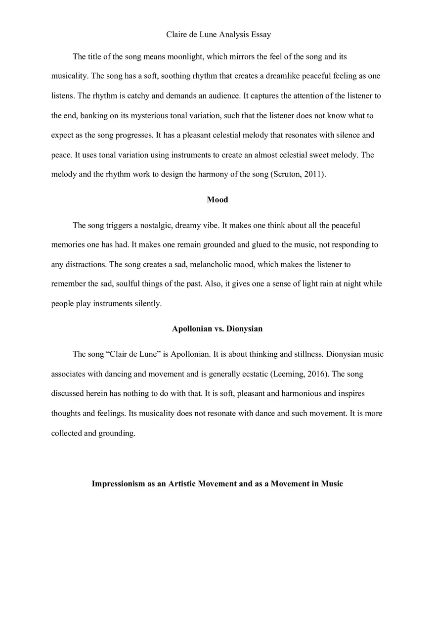 Chapt 6 Analysis Essay Claire de Lune - Page 1