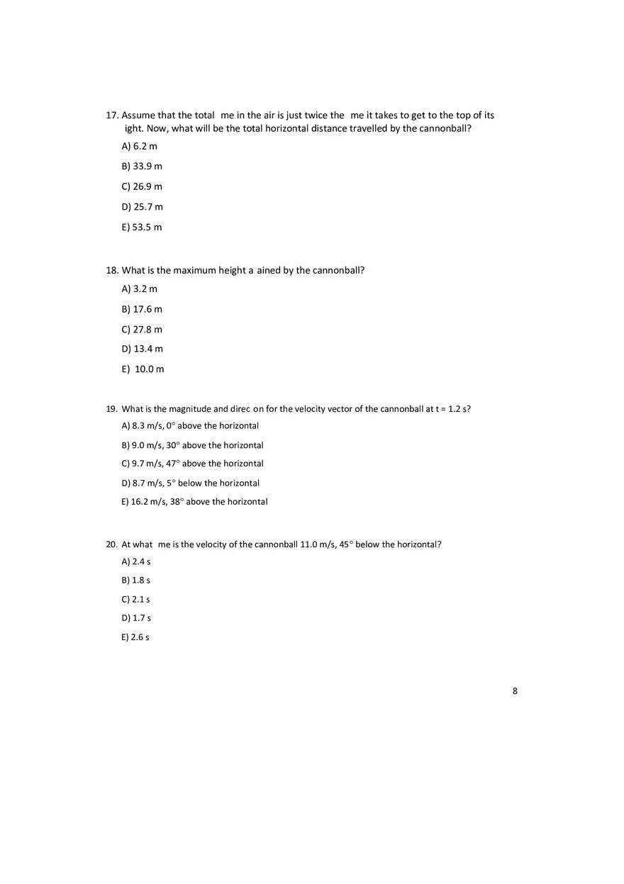 General Physics Exam 1 Practice - Page 8
