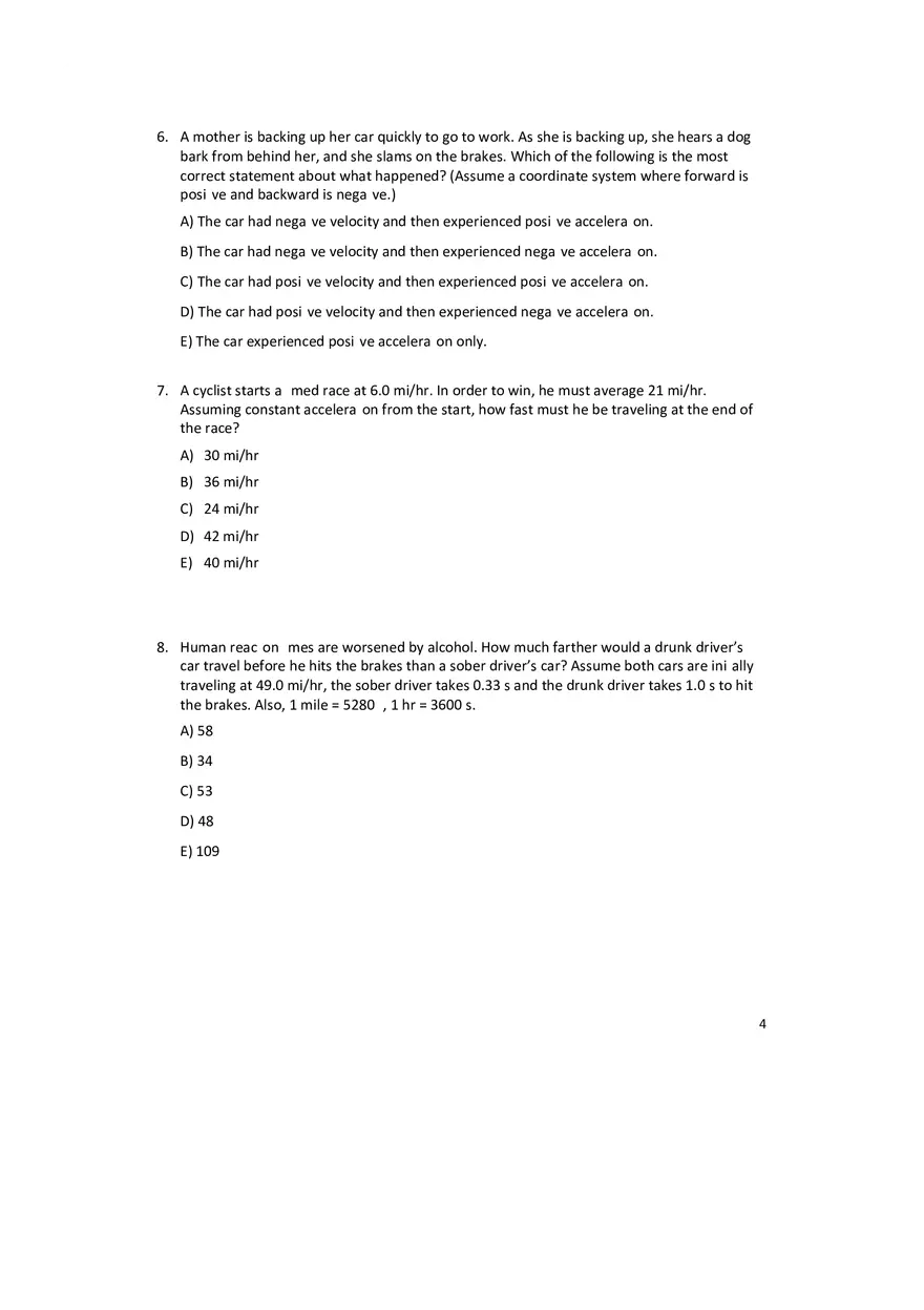 General Physics Exam 1 Practice - Page 4