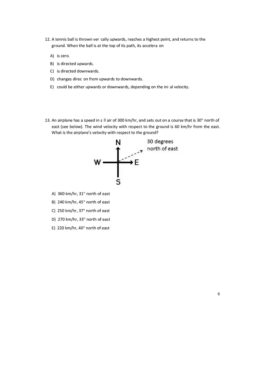 General Physics Exam 1 Practice - Page 6