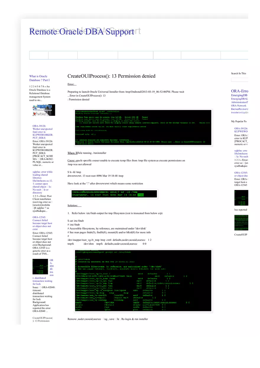 Remote Oracle DBA Support Create OUI Process - Page 1