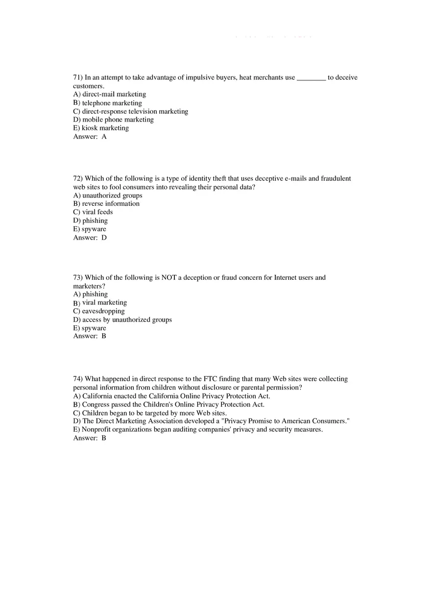 Building Direct Customer Relationships Answer Key Part 3 - Page 1