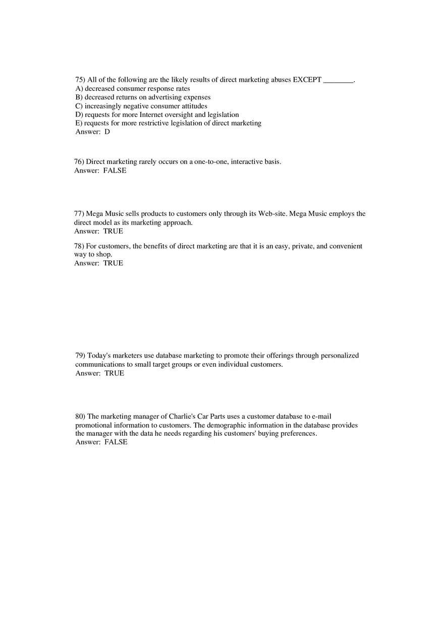 Building Direct Customer Relationships Answer Key Part 3 - Page 2