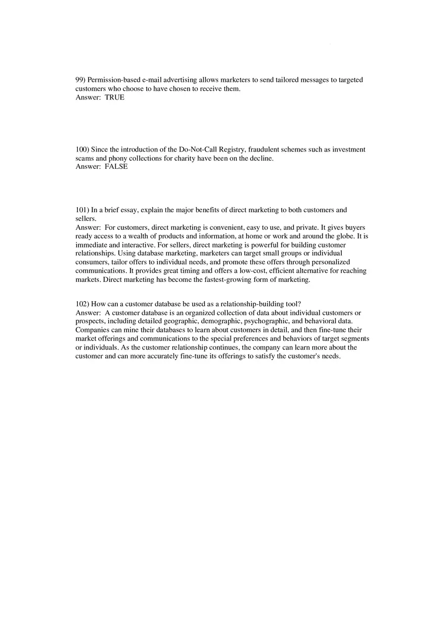 Building Direct Customer Relationships Answer Key Part 3 - Page 6