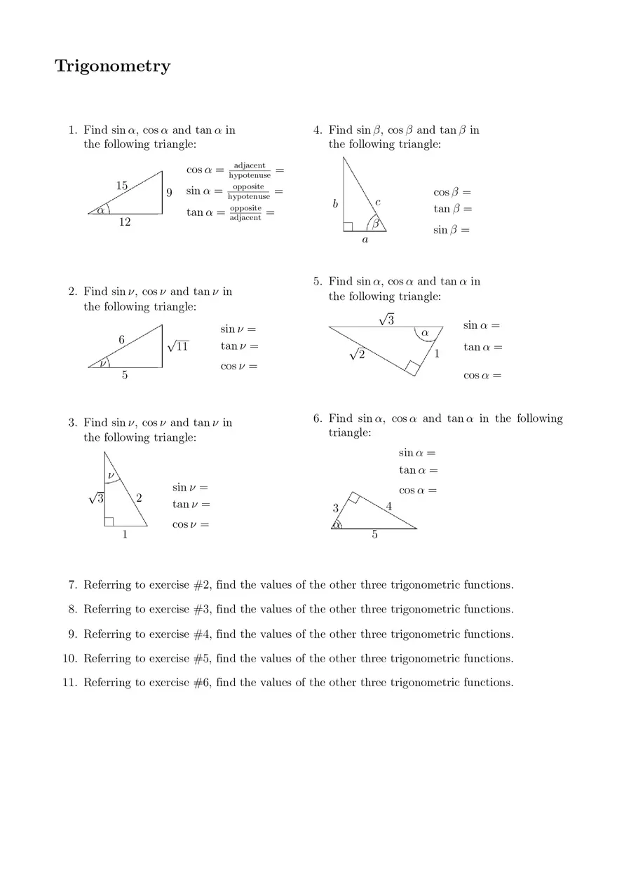 Trigonometry Practice Problems with Answers - Page 3