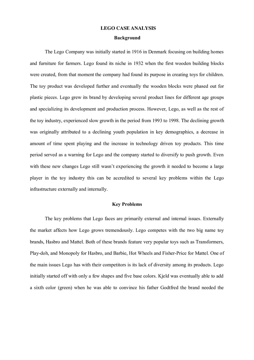 Lego Case Analysis - Page 1