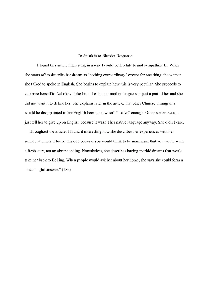 To Speak is to Blunder Response - Page 1