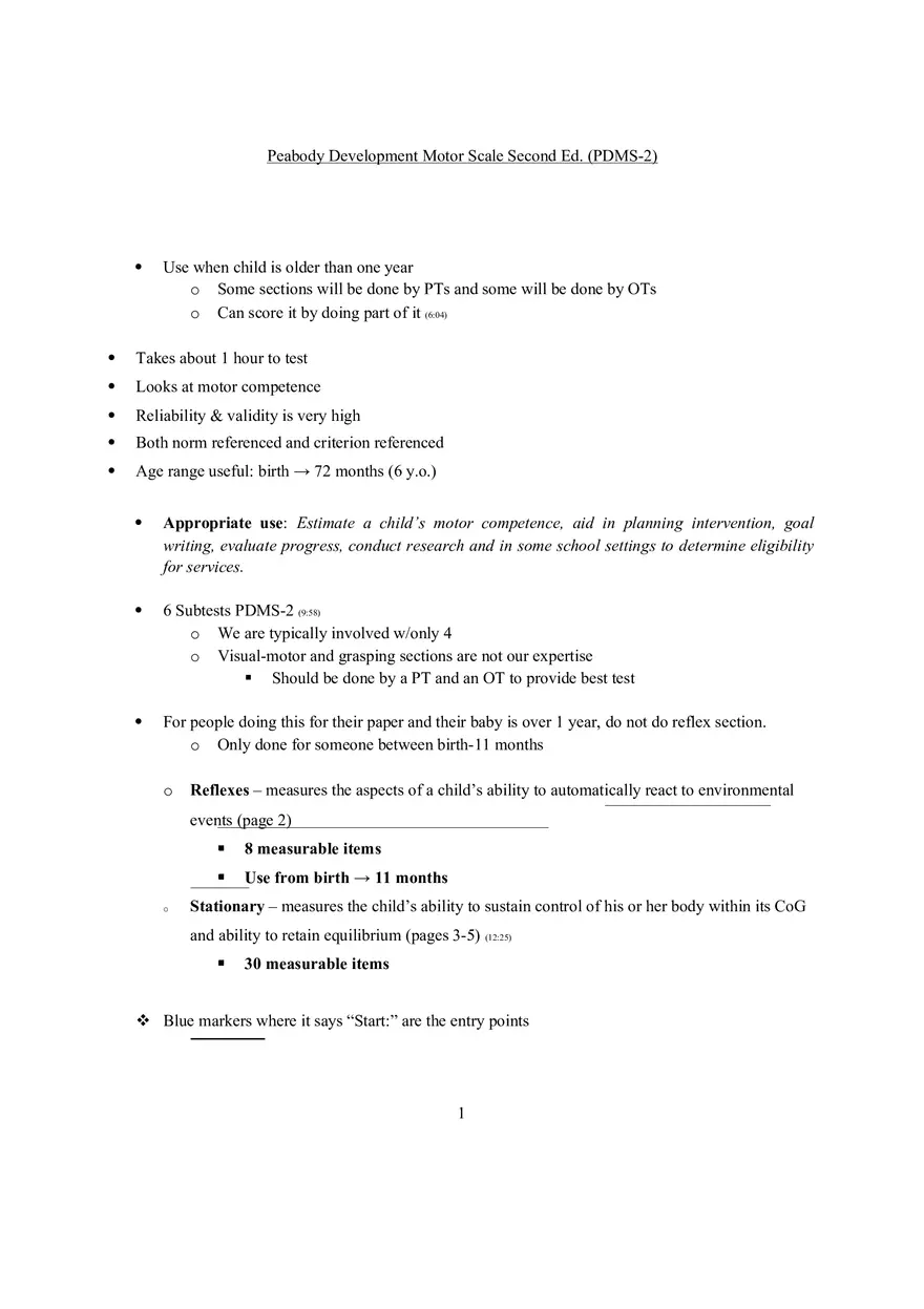 Peabody Development Motor Scale - Page 1