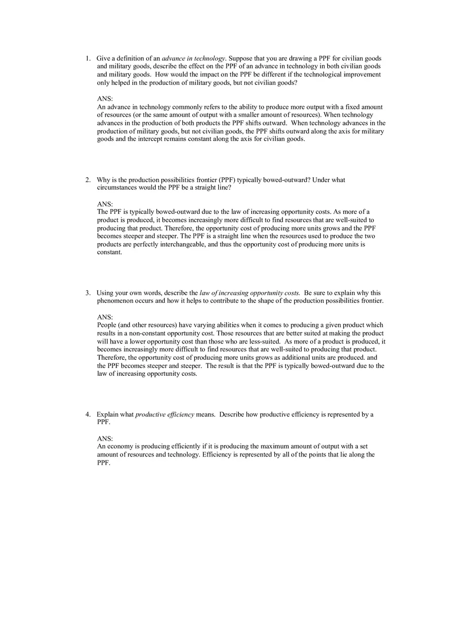 Production Possibilities Frontier Framework Answer Key 3 - Page 7