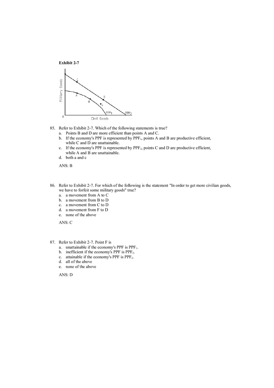 Production Possibilities Frontier Framework Answer Key 3 - Page 1