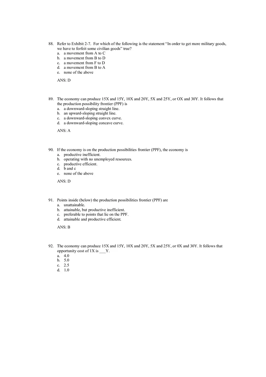 Production Possibilities Frontier Framework Answer Key 3 - Page 2