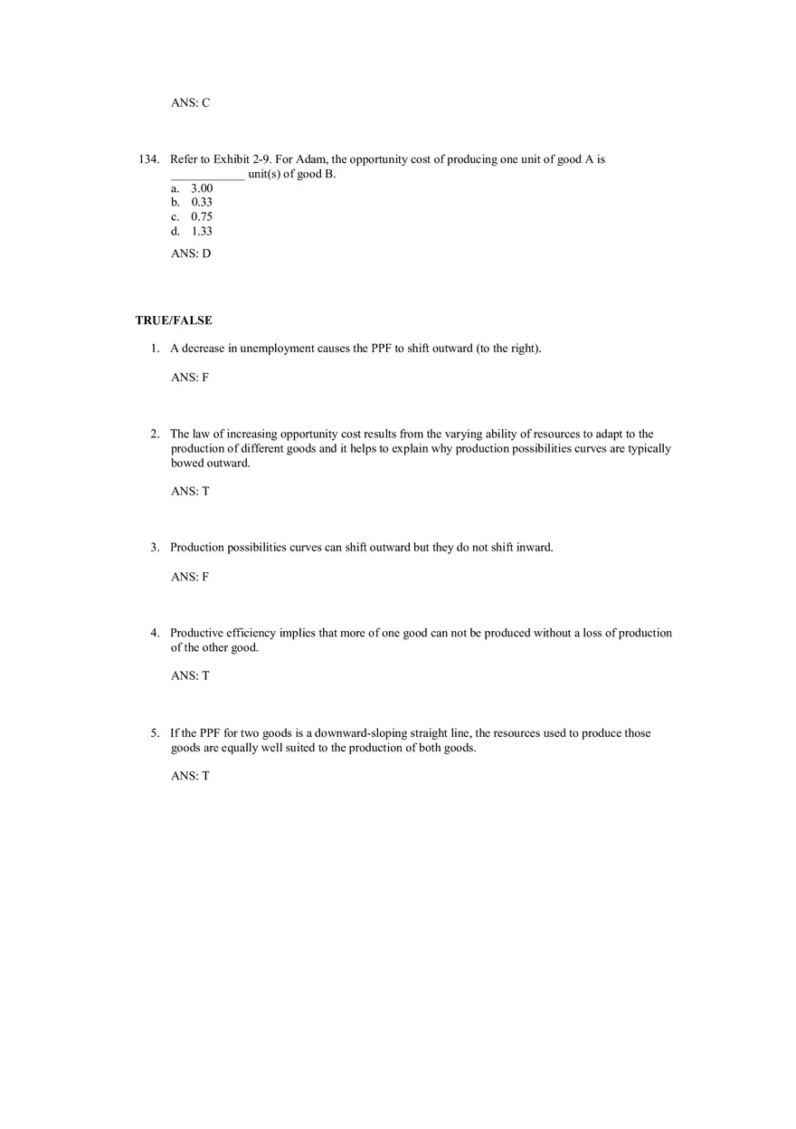Production Possibilities Frontier Framework Answer Key 3 - Page 5