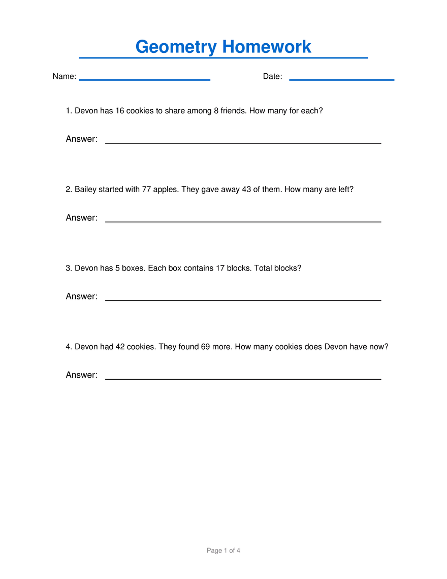 Geometry Homework #4 - Page 1