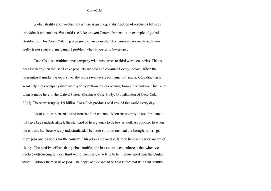 Global Stratification - Coca-Cola - Page 1