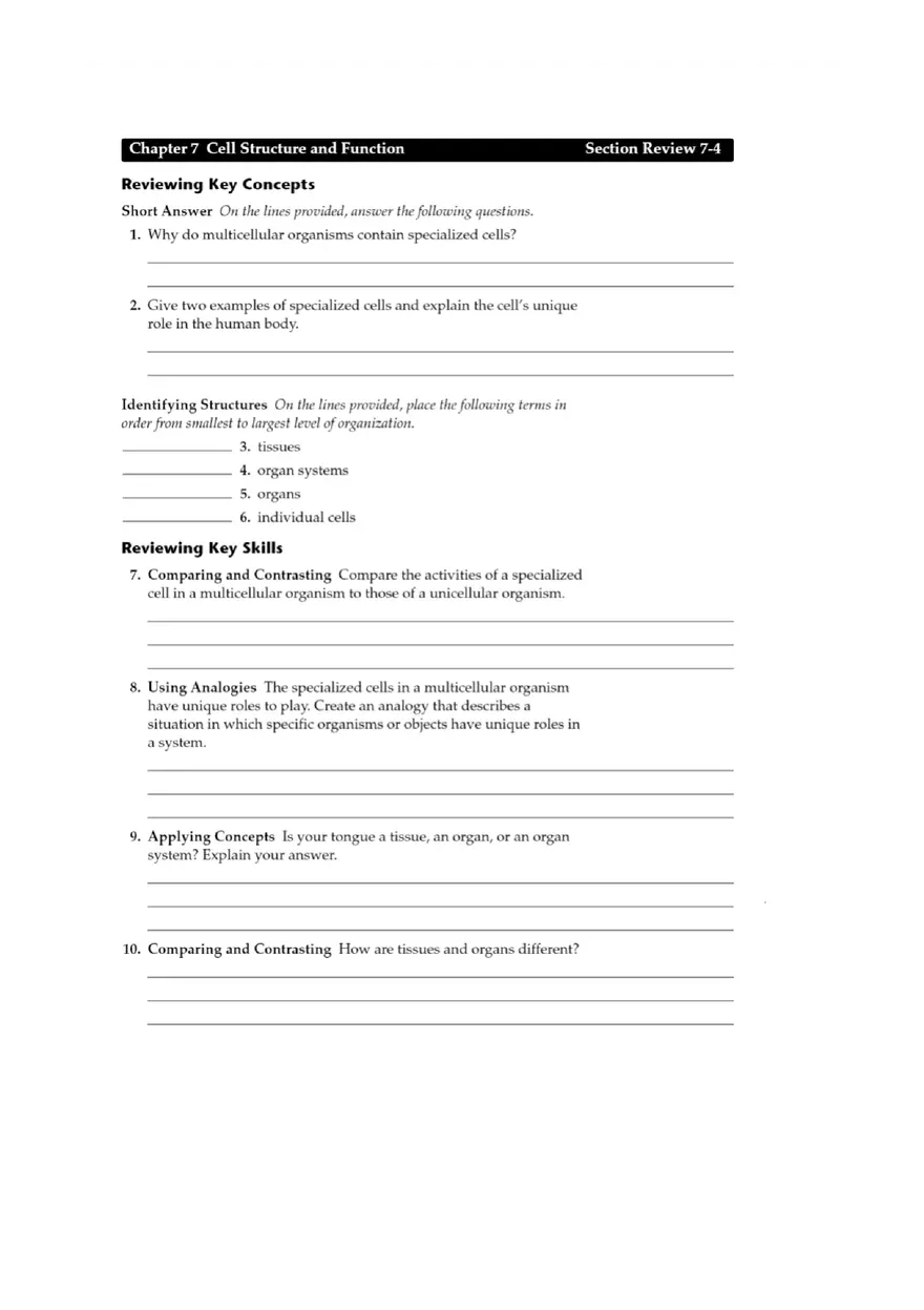 Concept Map Chapter 7 Cell Structure and Function Graphic - Page 2